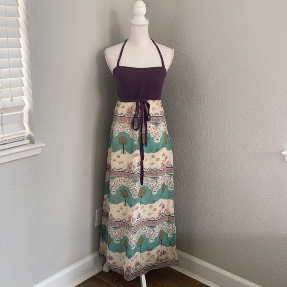 ✨ NWT Anthropologie Maeve Skoura Idyll Purple Halter Maxi Dress – Size 4 ✨